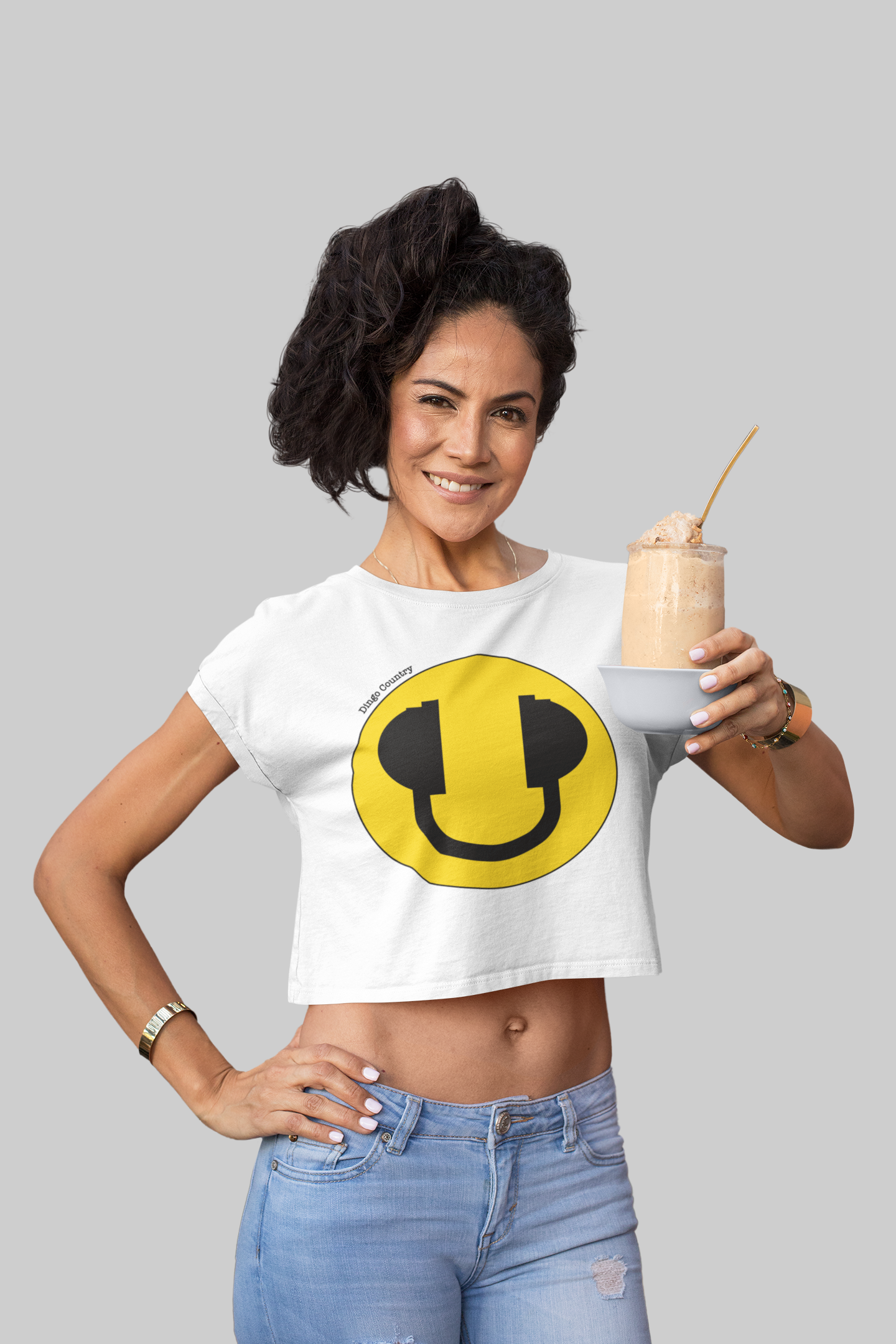 Smiley headphones - Women's Crop Tee