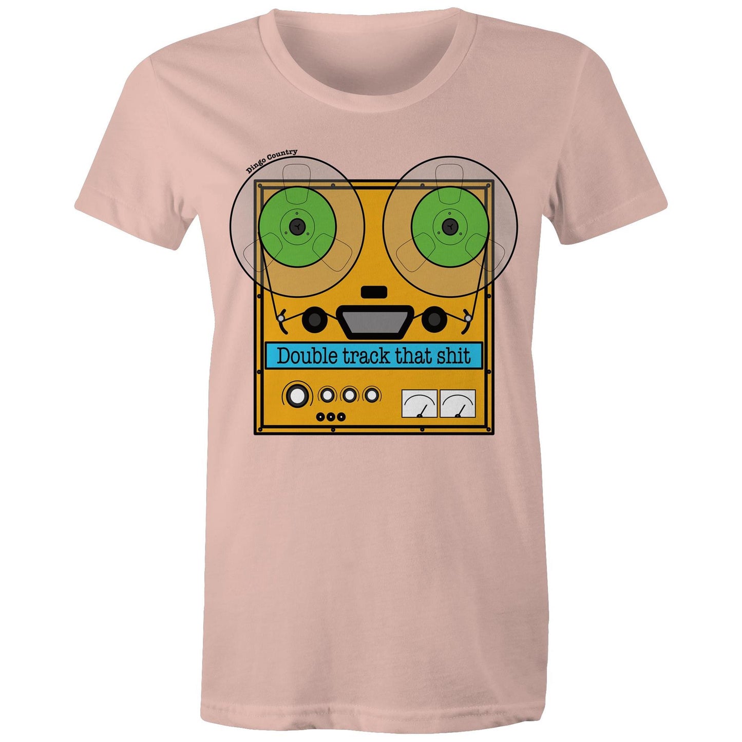 Double Track That - Retro Graphic on Women's Pale Pink Maple Tee