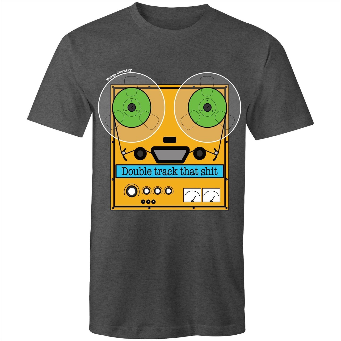 Dingo Country's 'Double Track That' Men's T-Shirt in Grey with Retro Design