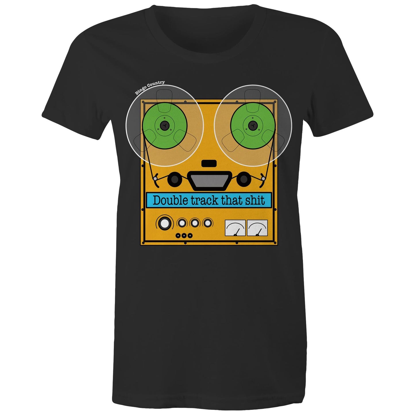 Double Track That - Retro Graphic on Women's Black Maple Tee