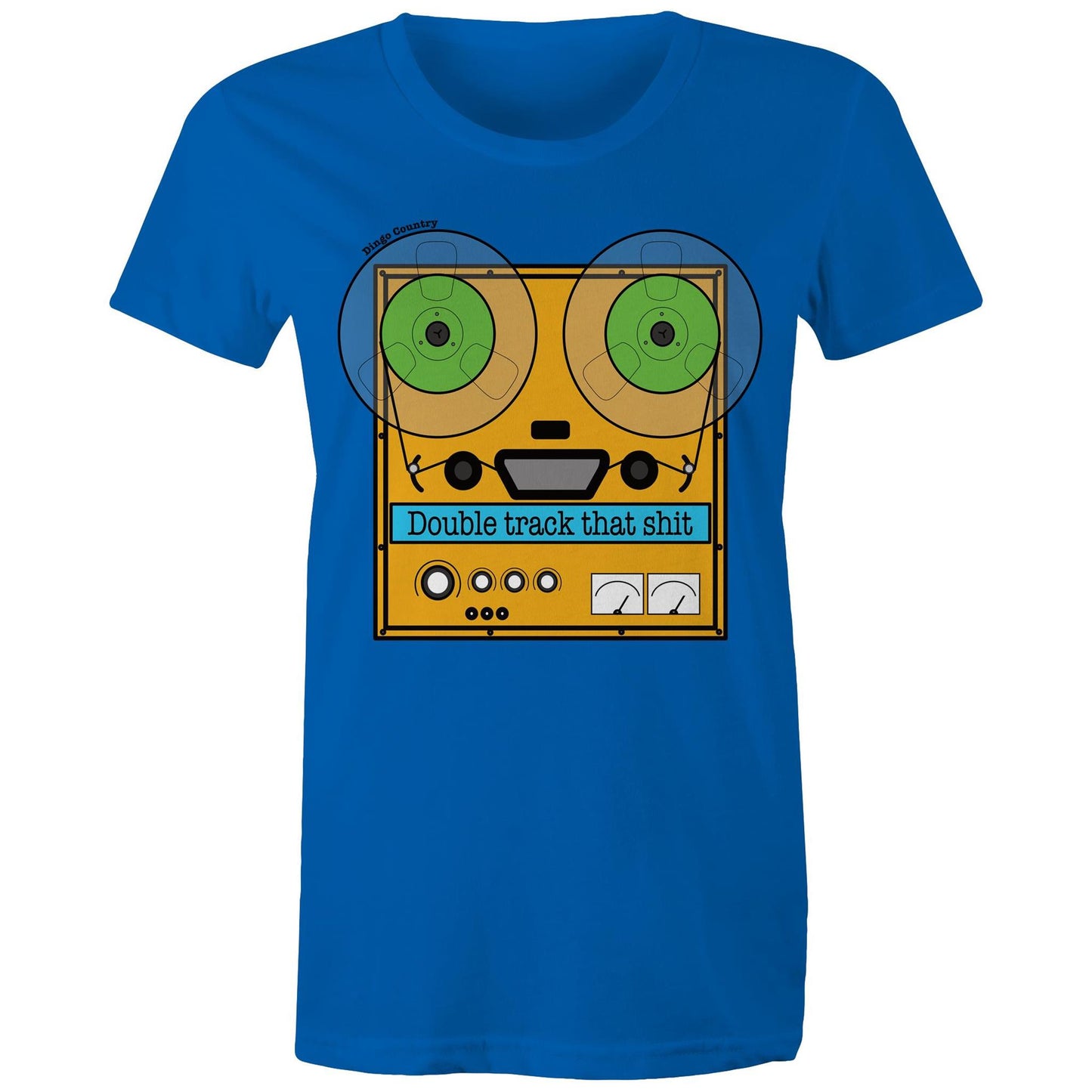 Double Track That - Retro Graphic on Women's Royal Blue Maple Tee