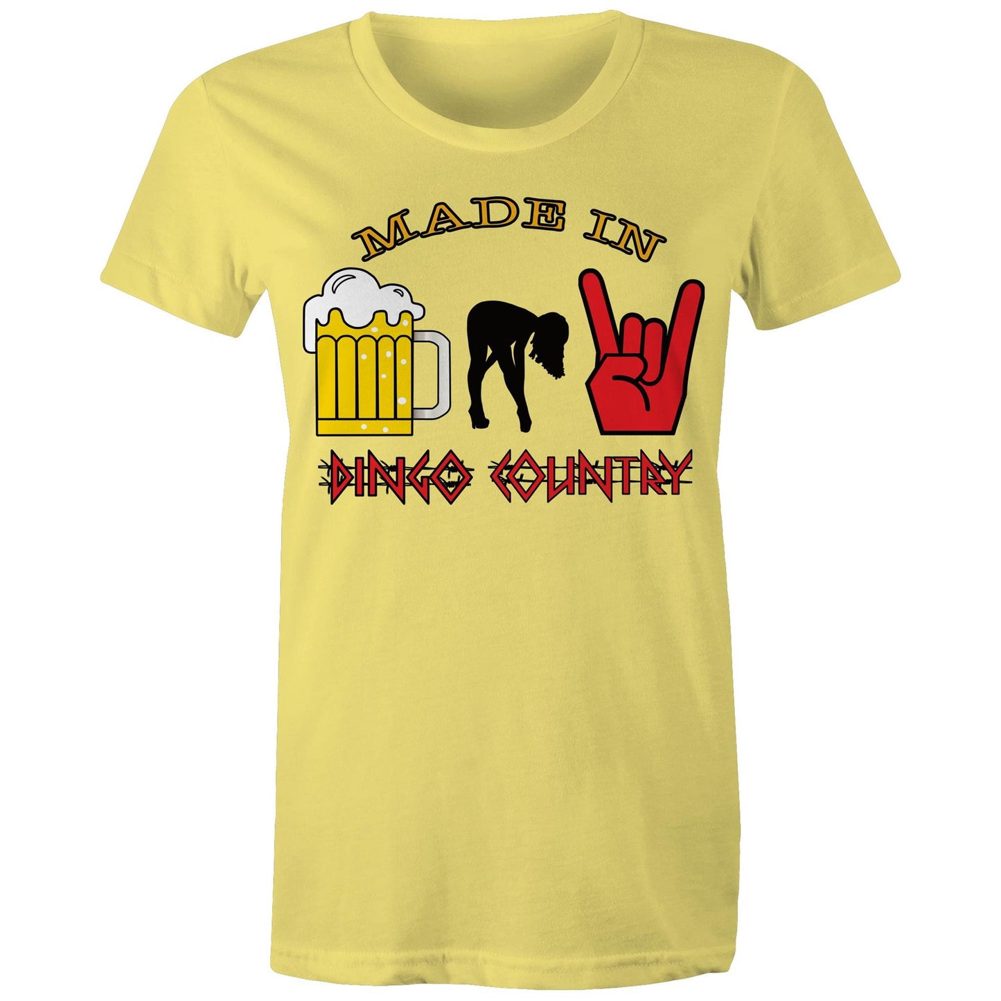 Beers, Babes, and Rock Women's Maple T-shirt : A Triple Threat of Fun! | Dingo Country