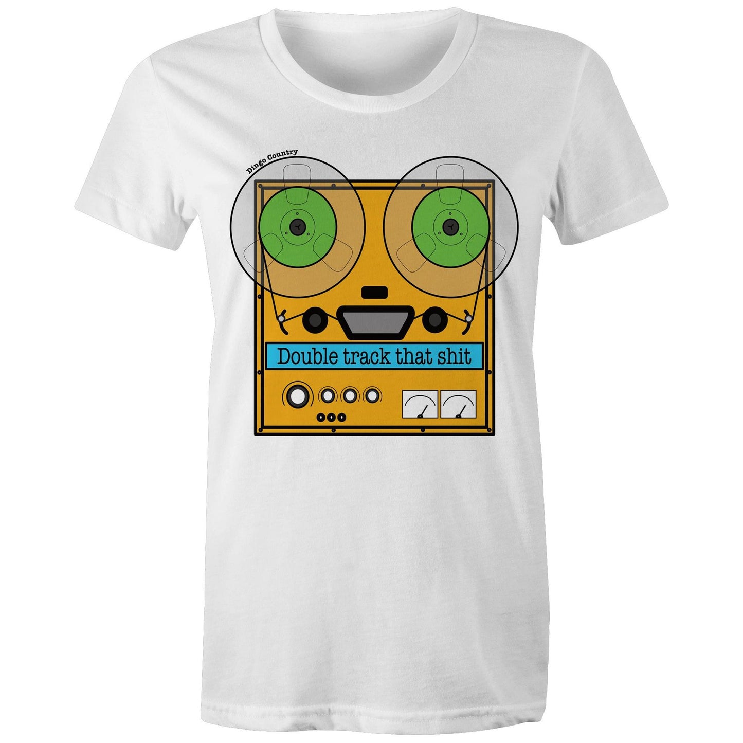Double Track That - Retro Graphic on Women's White Maple Tee