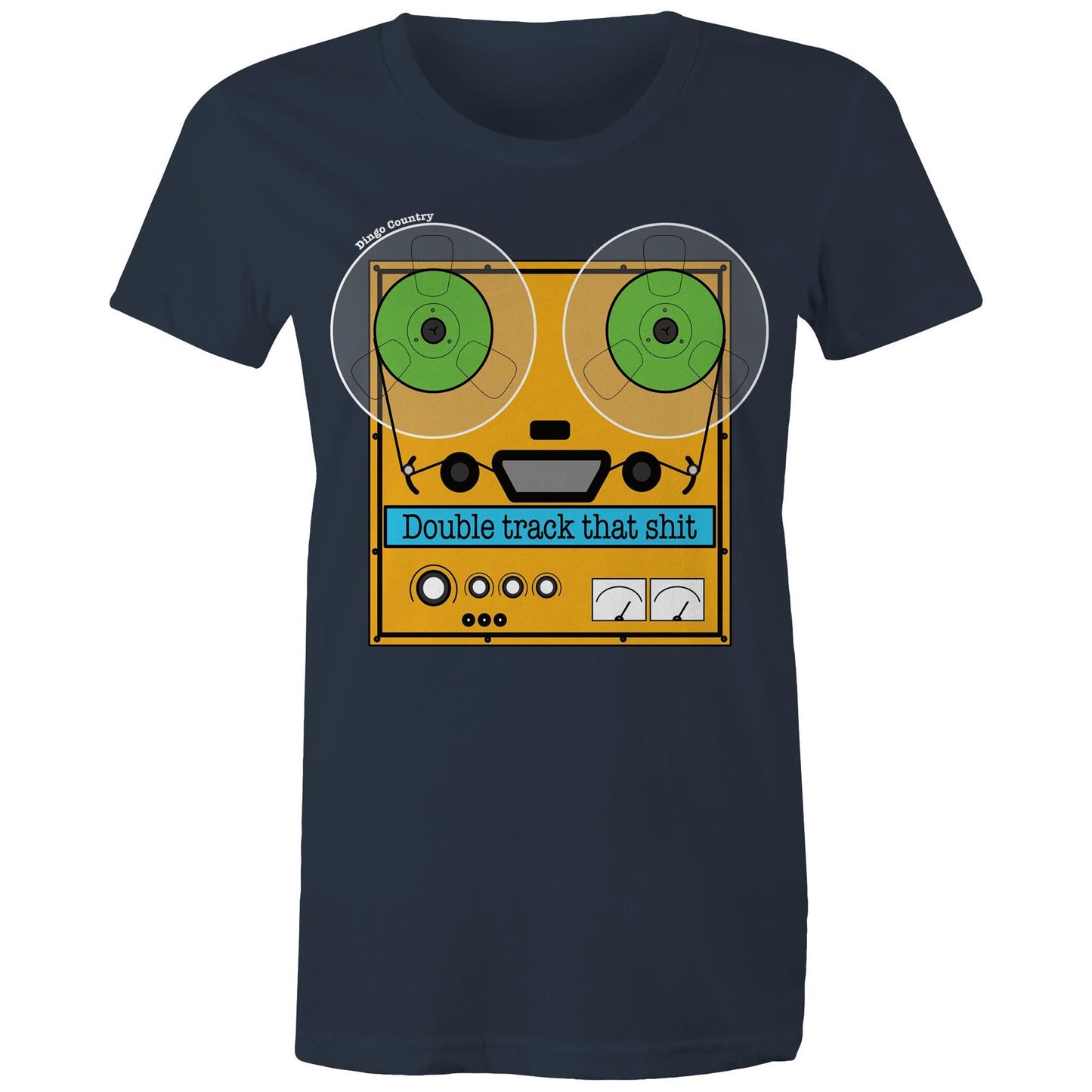Double Track That - Retro Graphic on Women's Navy Maple Tee