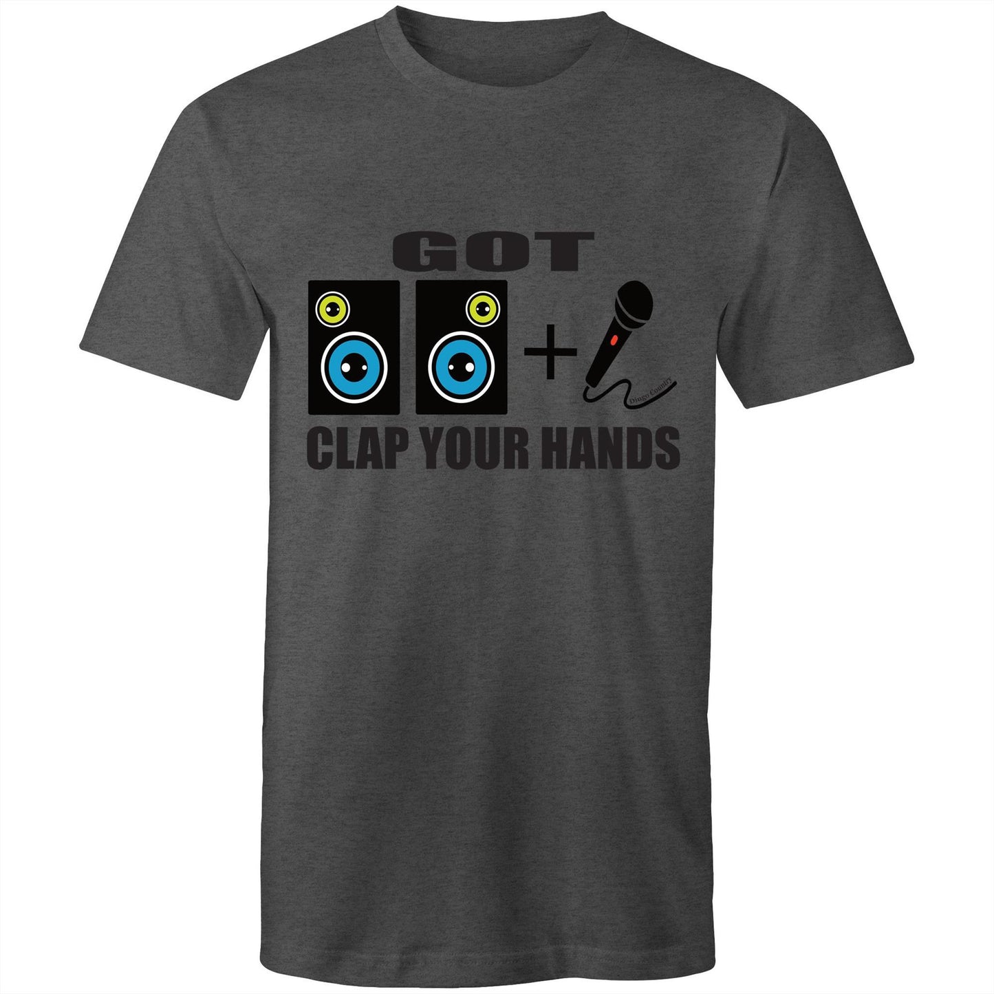Men's 'Got 2 Speakers & A Microphone' T-Shirt in asphalt marle, inspired by Beck's song, perfect for fans of music and retro vibes