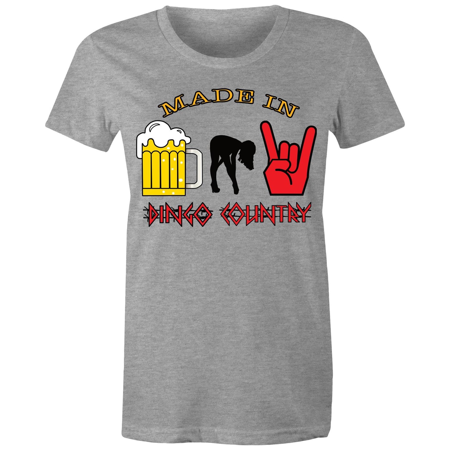 Beers, Babes, and Rock Women's Maple T-shirt : A Triple Threat of Fun! | Dingo Country