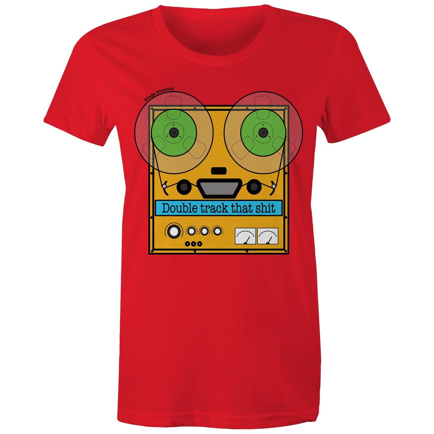 Double Track That - Retro Graphic on Women's Red Maple Tee