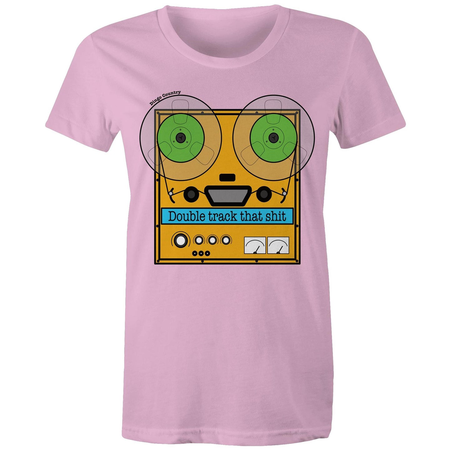Double Track That - Retro Graphic on Women's Pink Maple Tee