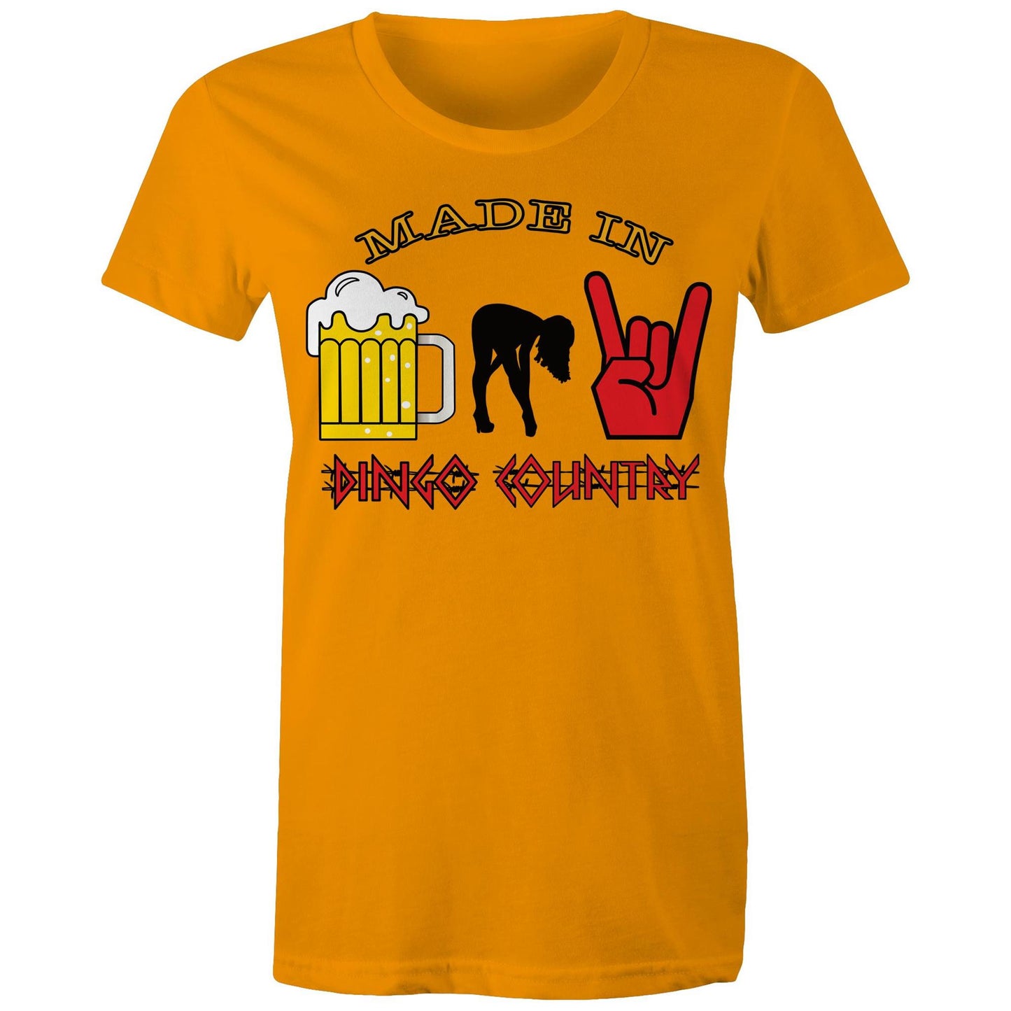 Beers, Babes, and Rock Women's Maple T-shirt : A Triple Threat of Fun! | Dingo Country