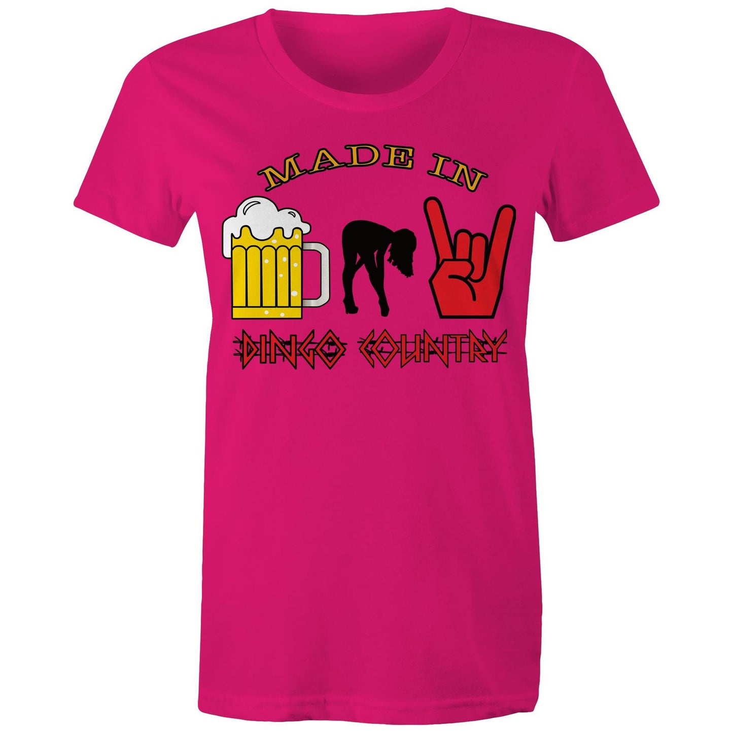 Beers, Babes, and Rock Women's Maple T-shirt : A Triple Threat of Fun! | Dingo Country