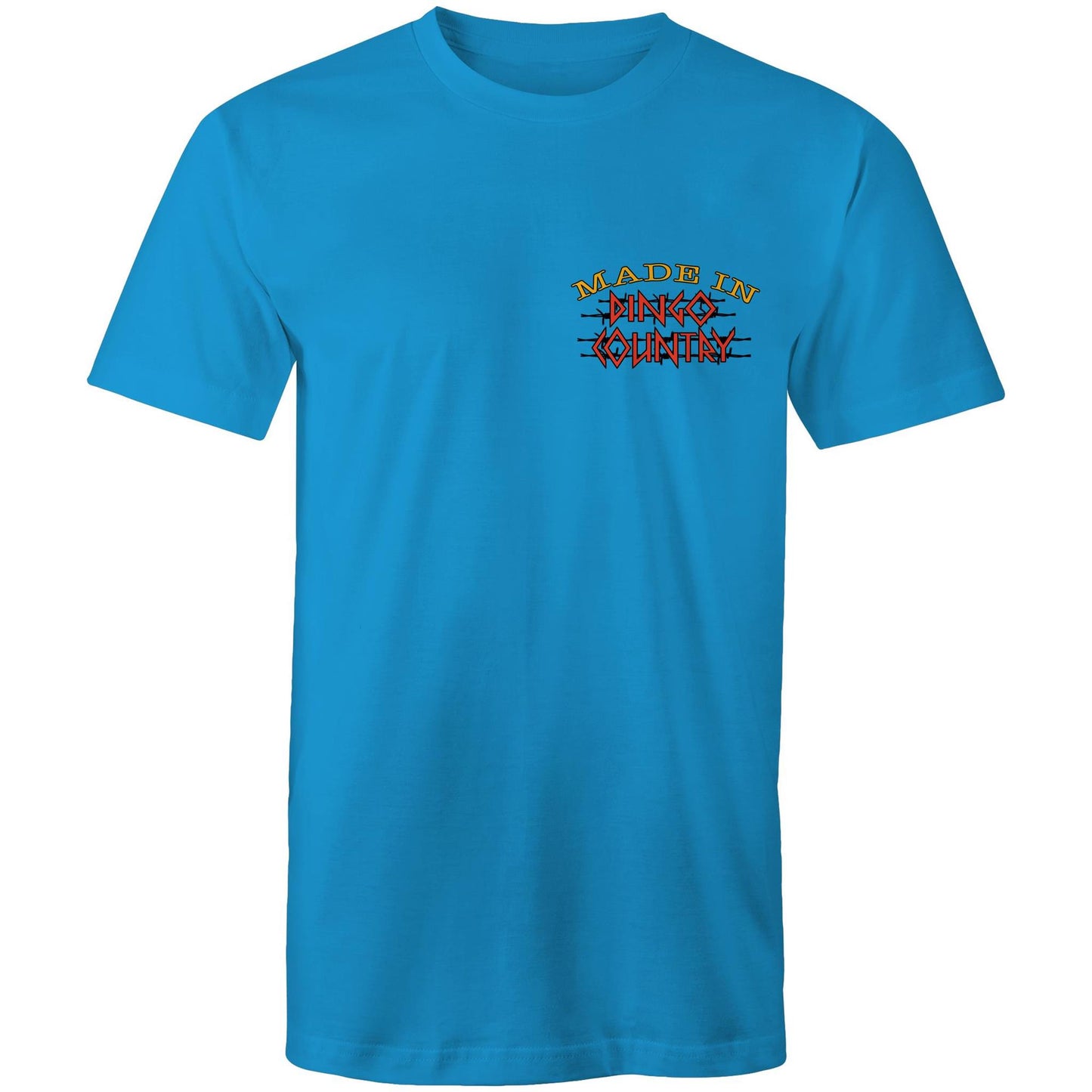 Men's classic arctic blue t-shirt with a small 'Made in Dingo Country' logo on the chest for a touch of Australian pride.