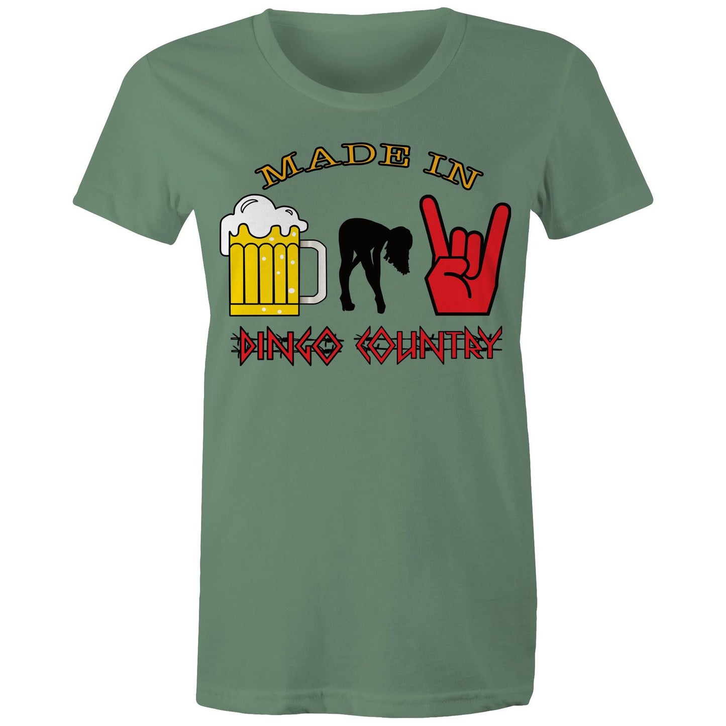 Beers, Babes, and Rock Women's Maple T-shirt : A Triple Threat of Fun! | Dingo Country