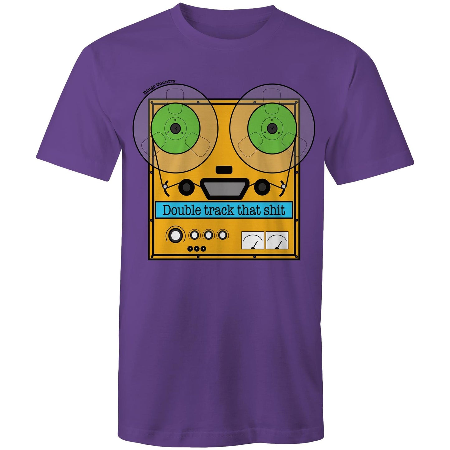 Dingo Country's 'Double Track That' Men's T-Shirt in Purple with Retro Design