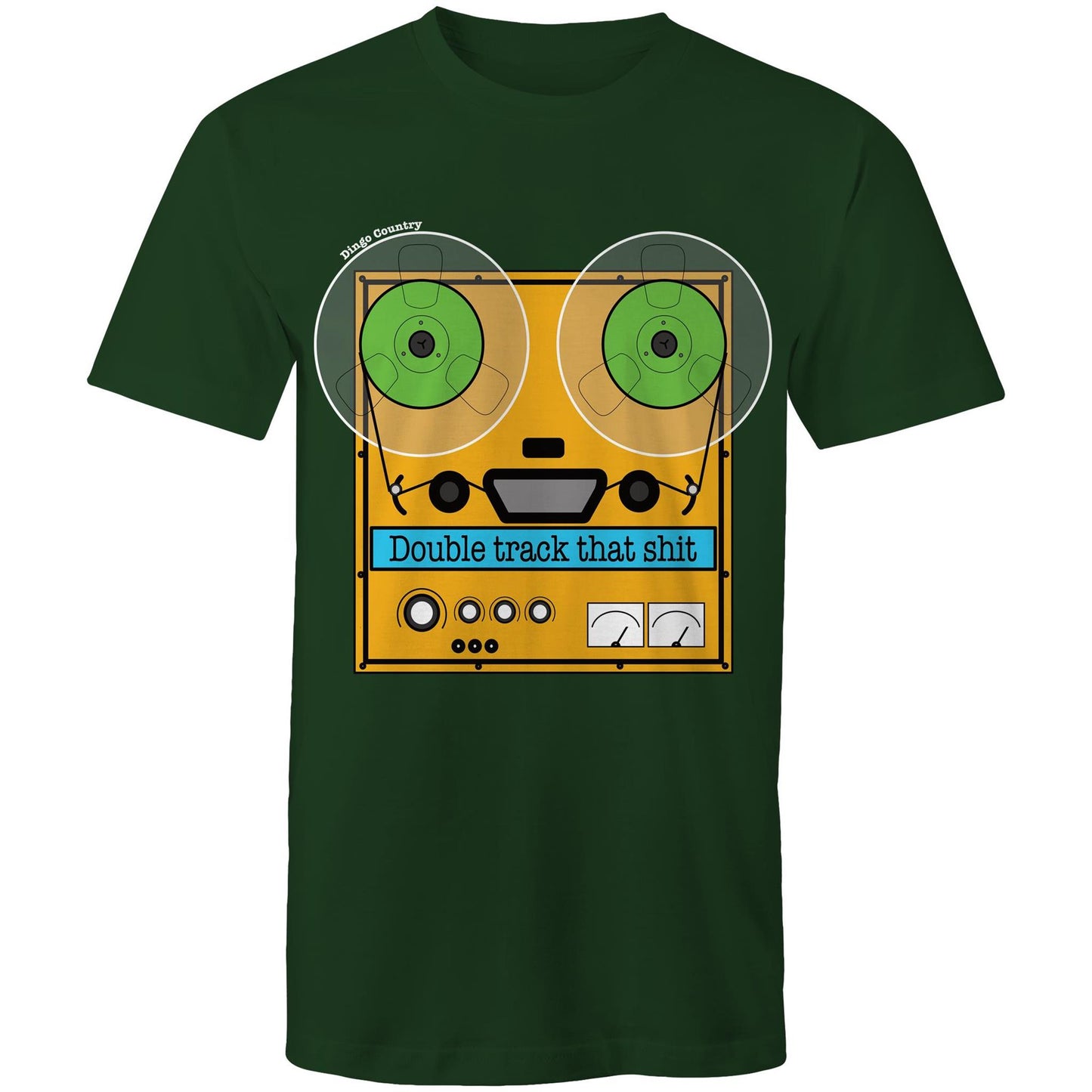 Dingo Country's 'Double Track That' Men's T-Shirt in Forrest Green with Retro Design