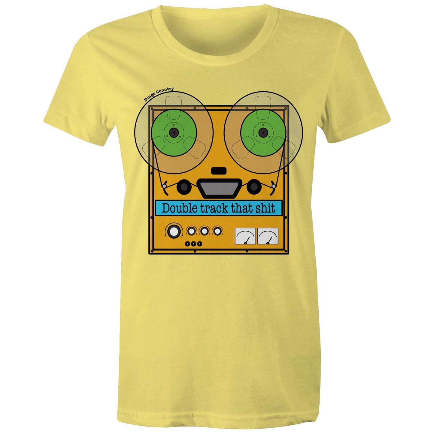 Double Track That - Retro Graphic on Women's Yellow Maple Tee