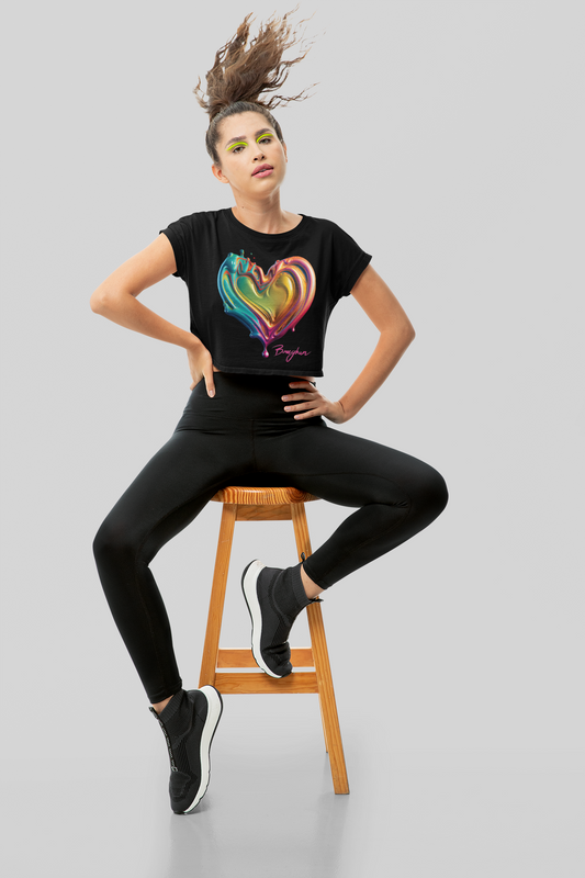Women's Vivid Heart Crop Top - Boughan Collection | Trendy Art-Fashion Fusion