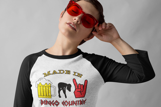 "Beer, Babes, and Rock" 3/4 Sleeve T-Shirt: The Ultimate Trio on Your Sleeves
