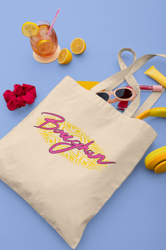 Boughan pink/yellow - Shoulder Canvas Tote Bag