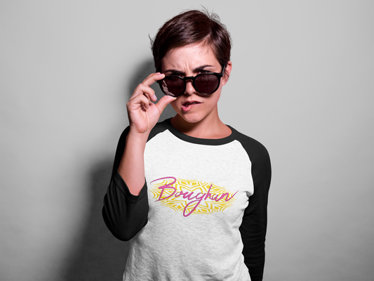 Boughan pink/yellow Raglan - 3/4 Sleeve T-Shirt