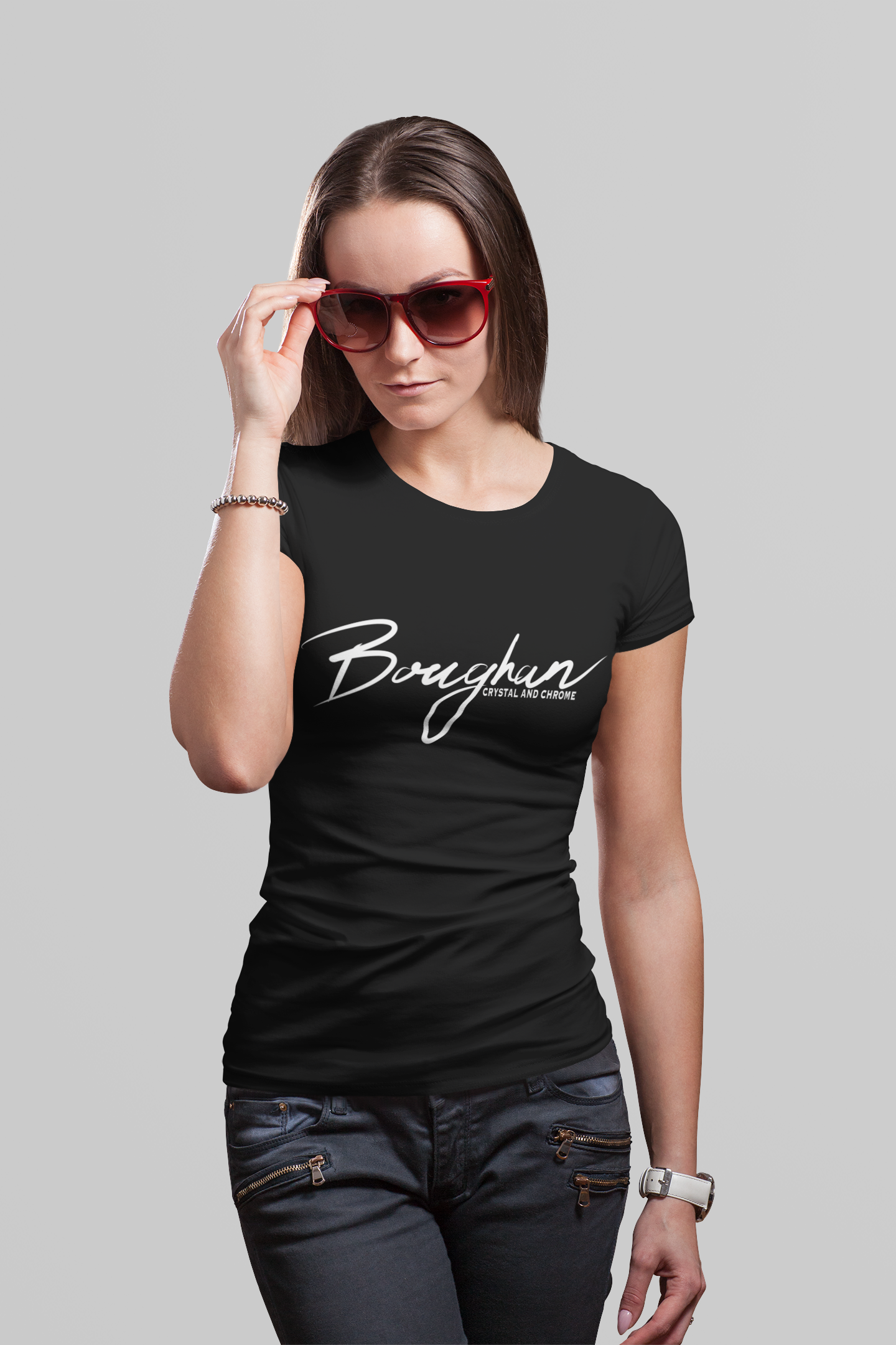 Boughan Crystal and Chrome Women's Maple Tee: Elegance with an Edge