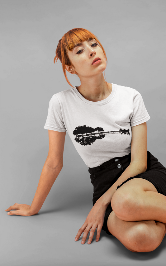 Women's Guitar Silhouette Nature Tee - Dingo Country | Unique Australian-Inspired Fashion