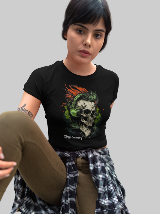 Women's Edgy Skull Crop T-Shirt - Dingo Country