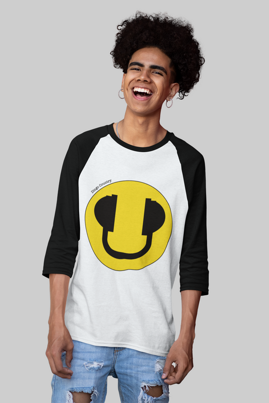 Smiley headphones Colour Raglan - 3/4 Sleeve T-Shirt