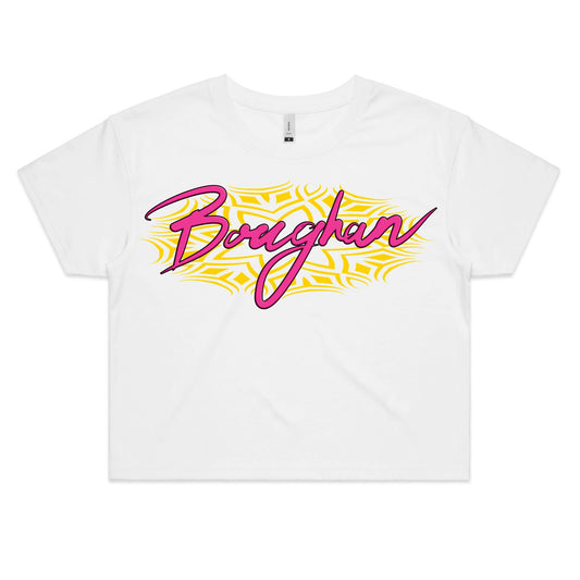 Boughan pink/yellow- Women's Crop Tee