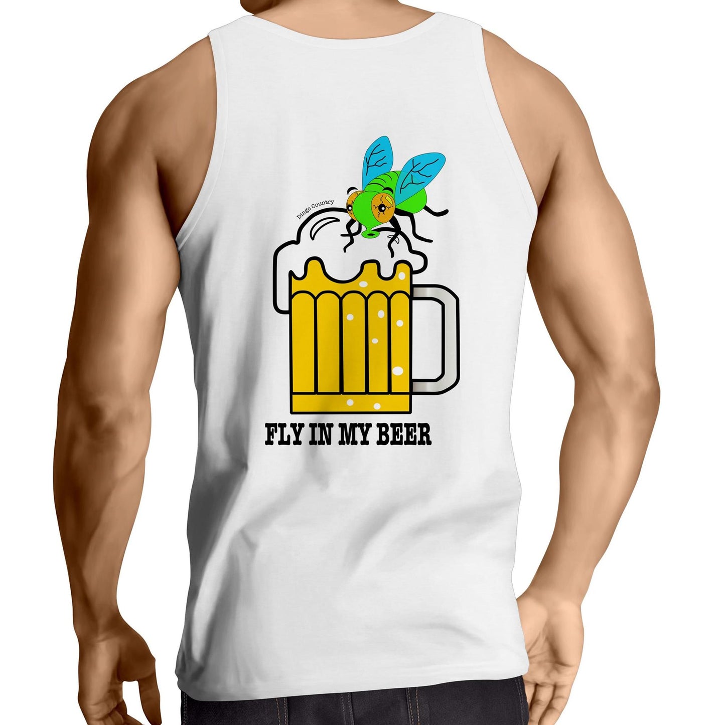 fly-in-my-beer-graphic-back-of-mens-singlet white