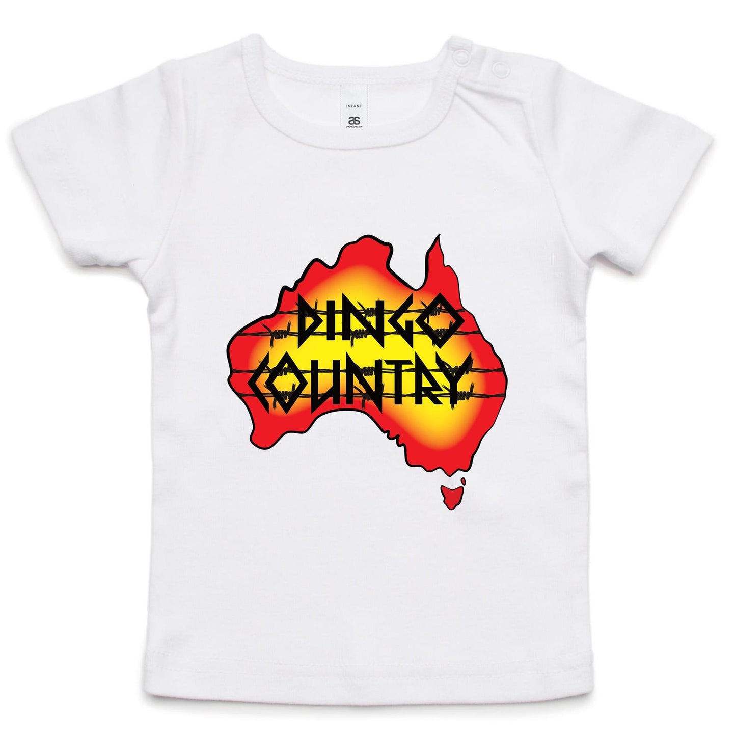 White Infant Wee Tee with Dingo Country Australia design