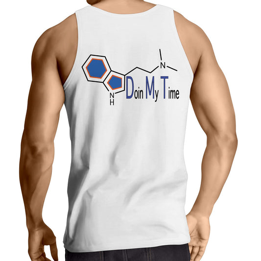 DMT molecular structure graphic on 'Doin' My Time' men's singlet back view