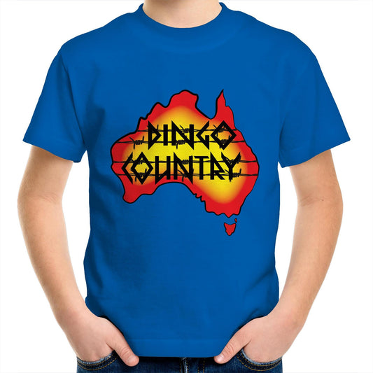 Child wearing Australian map Dingo Country T-shirt Royal Blue