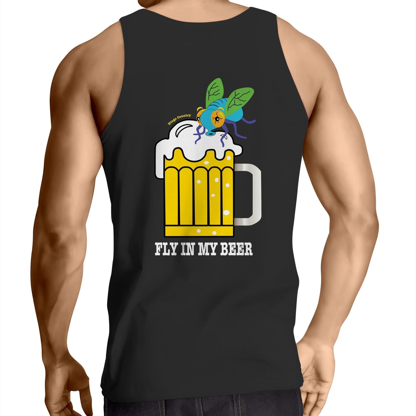 fly-in-my-beer-graphic-back-of-mens-singlet white