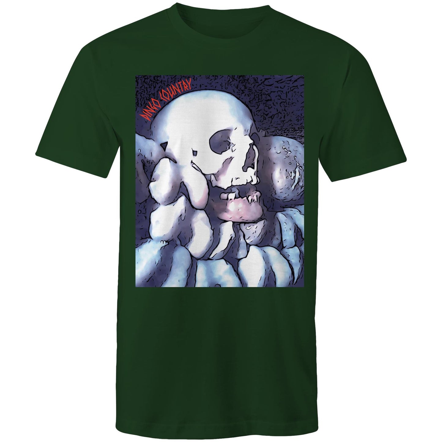 DC Skull- mens t-shirt on forrest green